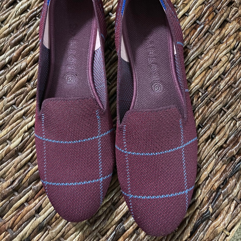 Rothy’s Burgundy grid loafers size 11.5